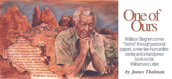ONE OF OURS:Wallace Stegner comes 